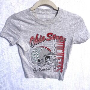 Hollister Blue 84 Ohio State Buckeyes Graphic Baby Tee Heather Gray XS NCAA